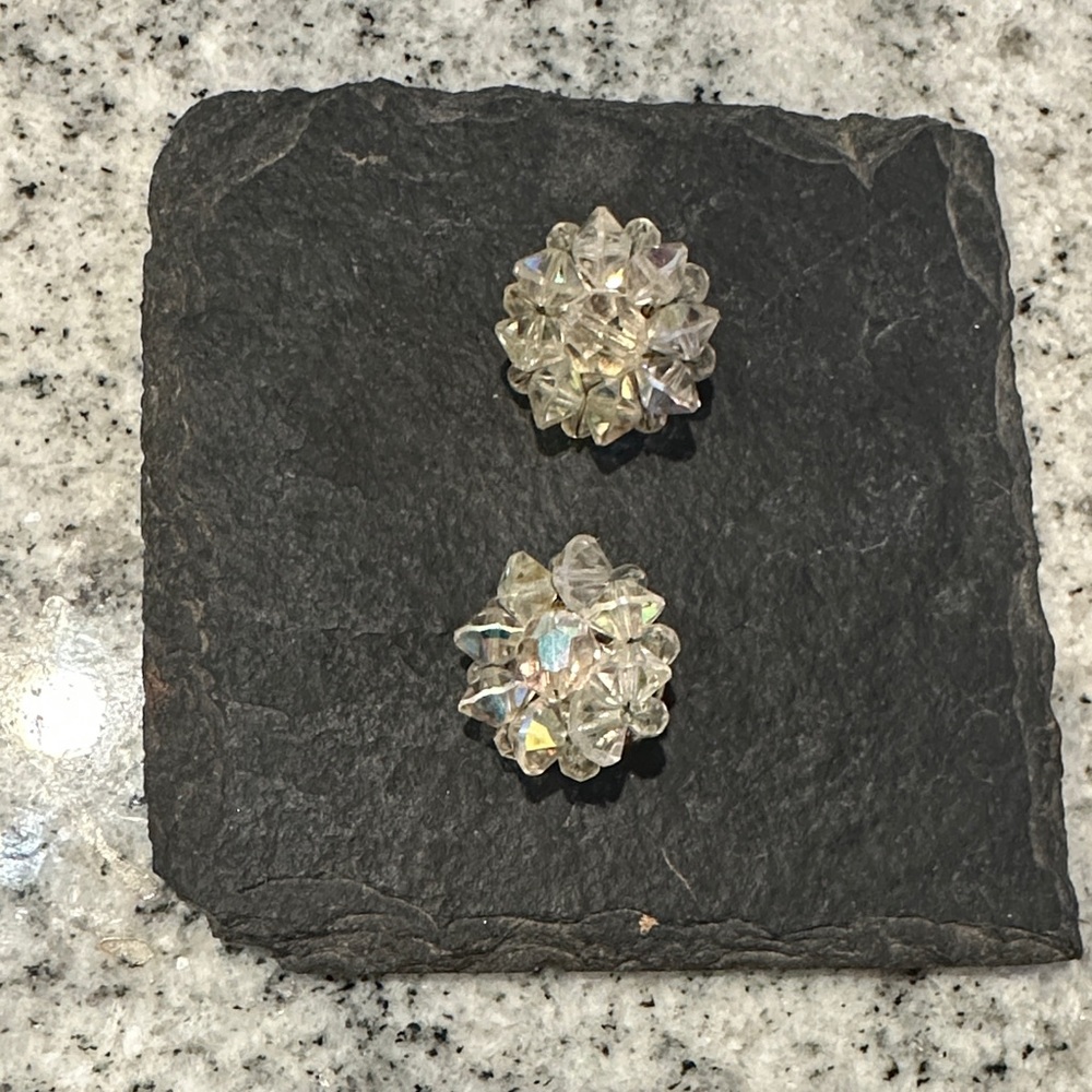 Vintage Crystal Cluster Clip Earrings